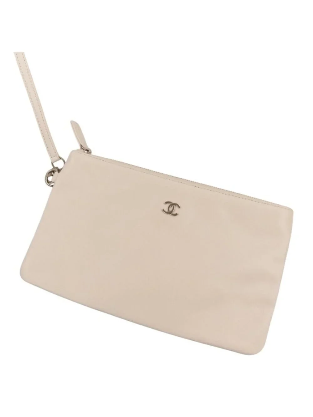 Chanel 22 Chain CC Logo Leather Shoulder Bag White Antique Silver